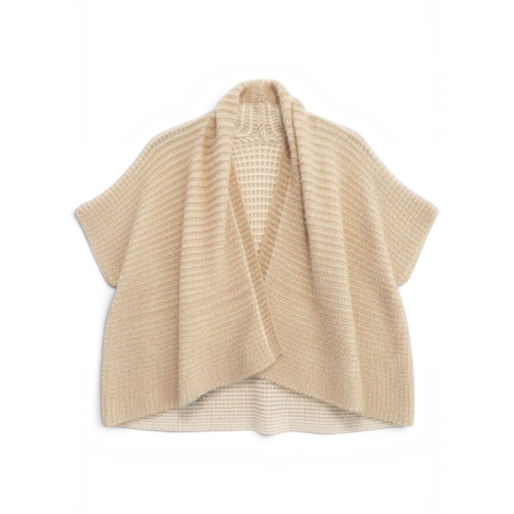 Simply Noelle Fuzzy Knit Shawl Women One Size Tan Neutral Bohemian Warm Cozy